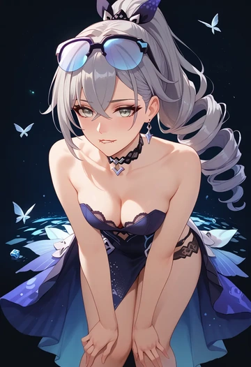 star rail,silver wolf,gown,strapless,mermaid silhouette  - AI generated anime art